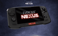Retro-style Evercade Nexus handheld gaming console with modern features.